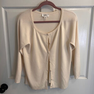 Women's Ann Taylor Loft Silk Cardigan Sweater L Cream